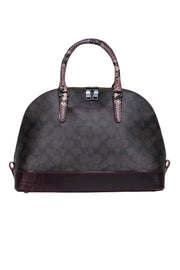 Current Boutique-Coach - Maroon & Brown Bowler Bag w/ Snake Print Handles
