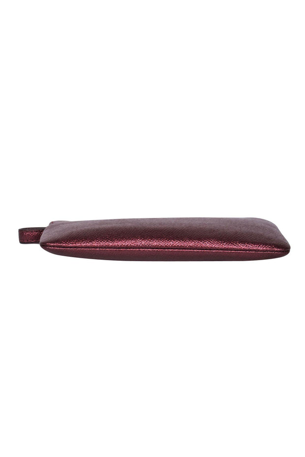 Current Boutique-Coach - Maroon Metallic Pebbled Leather Zippered Wristlet