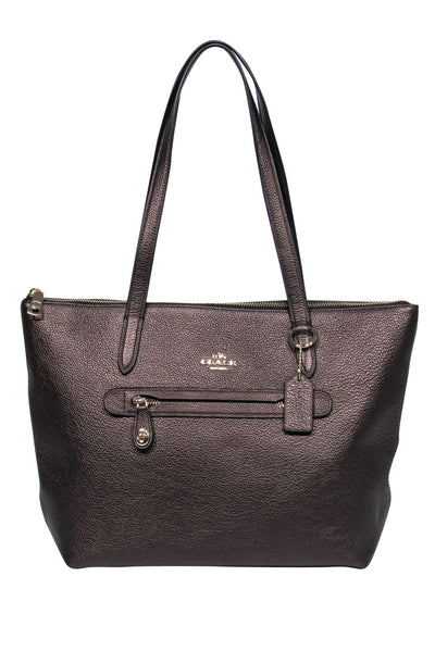 Current Boutique-Coach - Metallic Brown Zip Tote Bag