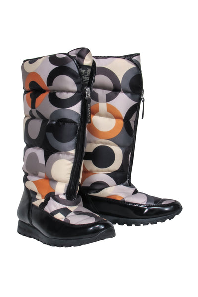 Current Boutique-Coach - Multi Colored Logo Puffer Zip Up Boots Sz 8