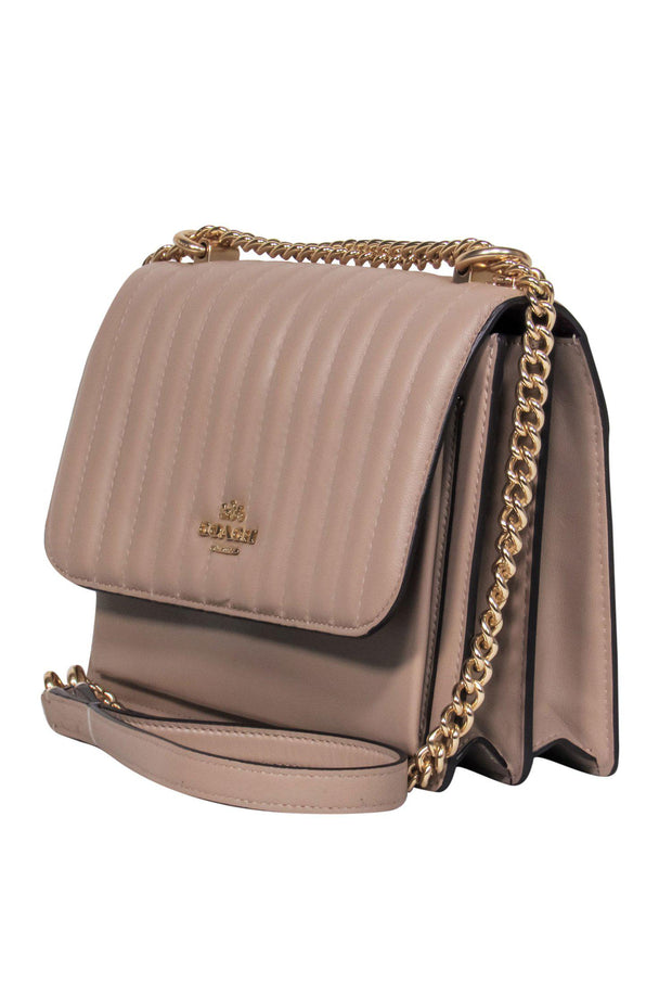 Current Boutique-Coach - Nude Quilted Flap Adjustable Crossbody Bag