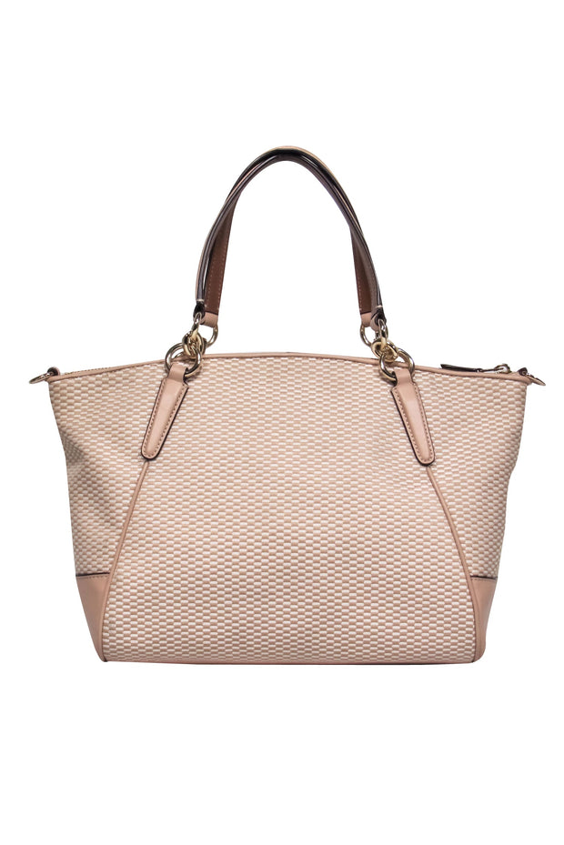 Current Boutique-Coach - Nude & White Checkered Pattern Textile Handbag