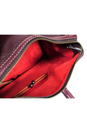 Current Boutique-Coach - Oxblood & Mauve Leather Carryall w/ Floral Strap