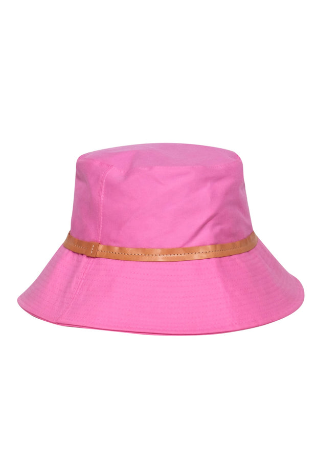 Current Boutique-Coach - Pink Cotton Bucket Hat w/ Leather Trim Sz S