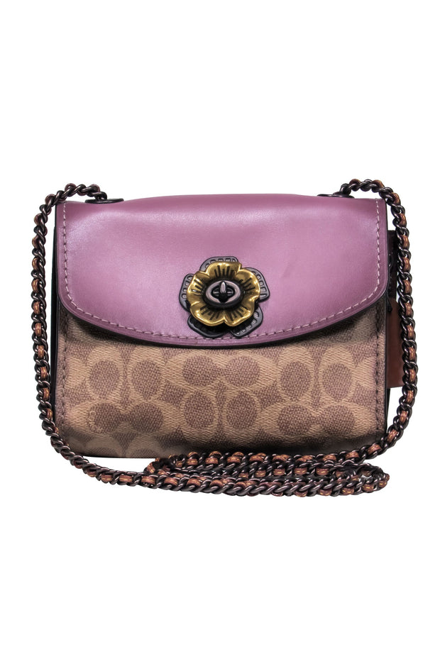 Coach Brown Monogram Leather Pink Flower Bifold Women's Wallet | eBay