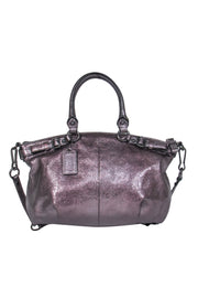 Current Boutique-Coach - Silver Crinkled Leather Convertible Satchel