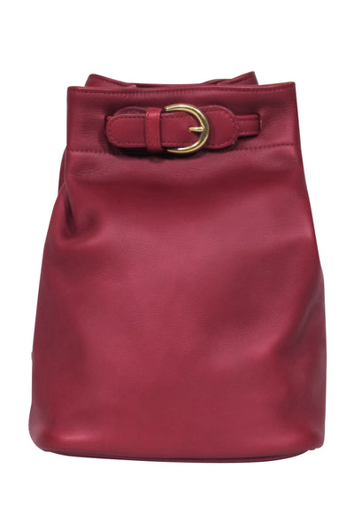 Current Boutique-Coach - Small Maroon Leather Drawstring Backpack w/ Buckle