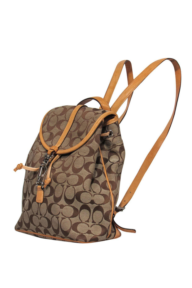 Current Boutique-Coach - Small Tan Monogram Print Backpack