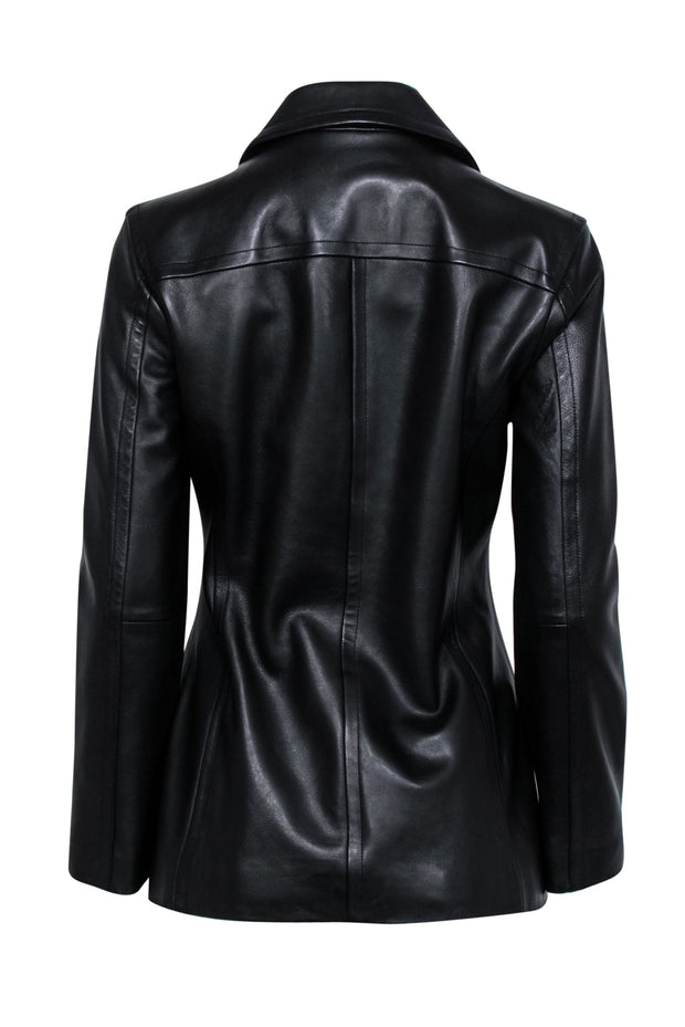 Current Boutique-Coach - Smooth Black Leather Zip-Up Jacket Sz XS