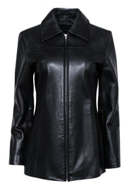 Current Boutique-Coach - Smooth Black Leather Zip-Up Jacket Sz XS