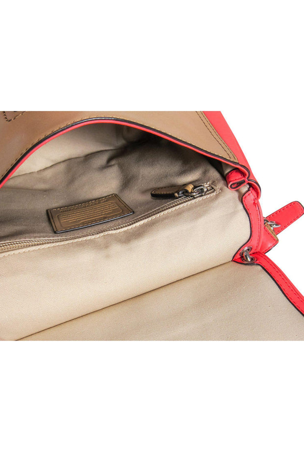 Current Boutique-Coach - Tan & Coral Leather Color Blocked Saddle Crossbody