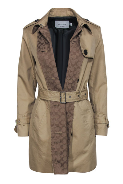 Current Boutique-Coach - Tan Cotton Blend "The Trench" Double Breasted Coat Sz S