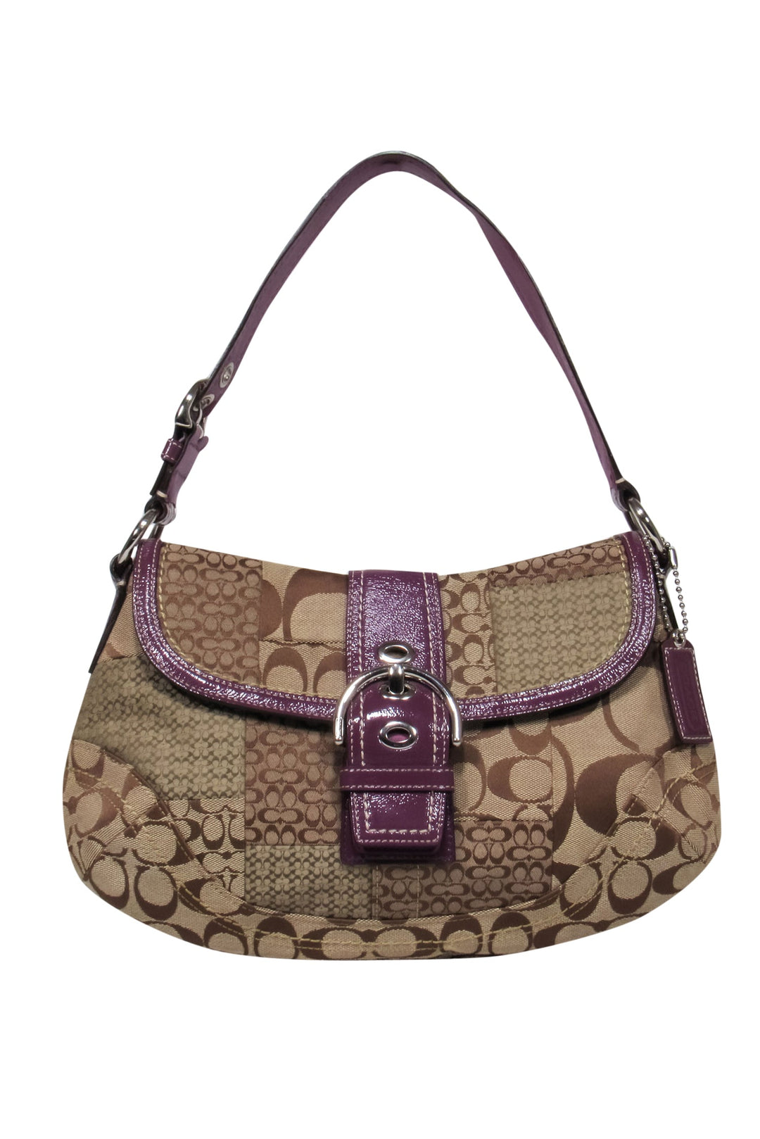 Coach Tan and outlet Purple Logo Crossbody