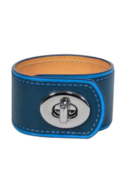Current Boutique-Coach - Teal Leather Clasped Wide Bracelet