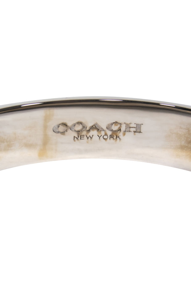 Current Boutique-Coach - Teal & Silver Monogram Embossed Bangle