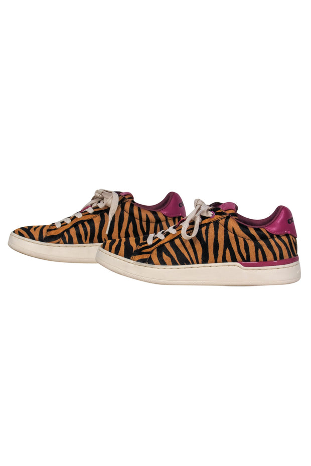 Coach - Tiger Print Calf Hair Sneakers w/ Leather Trim Sz 7.5 – Current Boutique