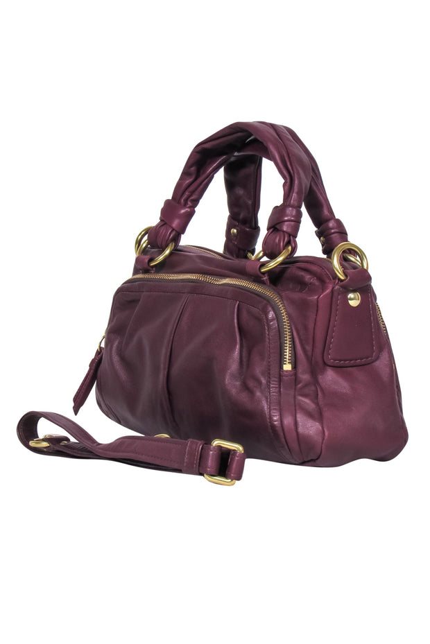 Current Boutique-Coach - Wine Red Smooth Leather Convertible Carryall