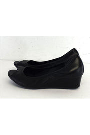 Current Boutique-Cole Haan - Black Leather Air Taili Peep Toe Wedges Sz 6.5