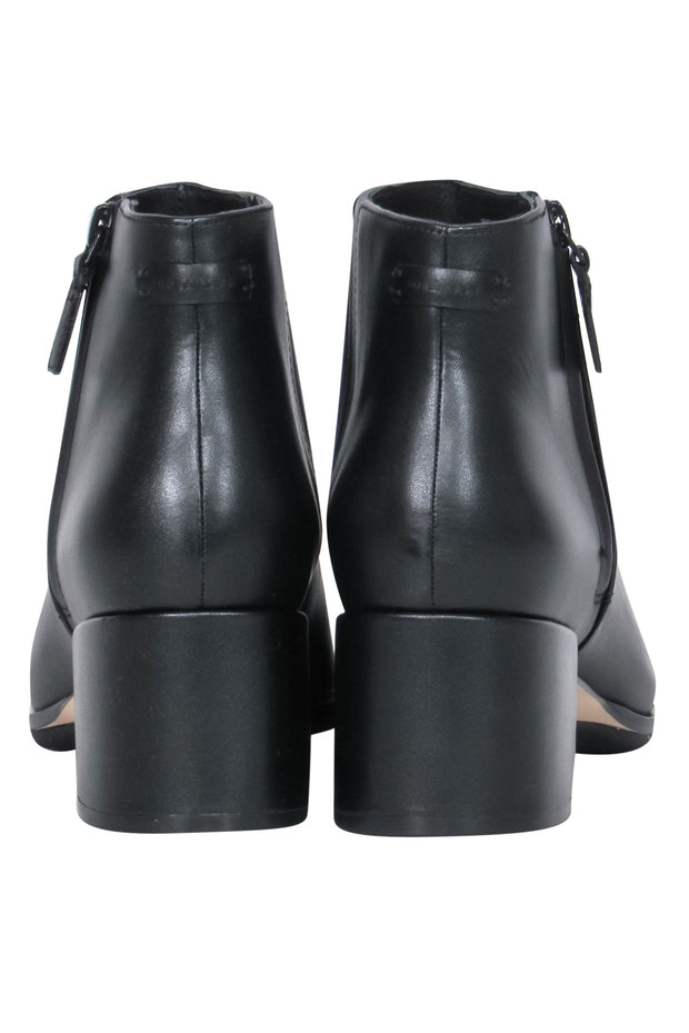 Current Boutique-Cole Haan - Black Leather Block Heel Booties w/ Silver-Toned Hardware Sz 6.5