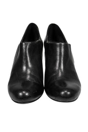 Current Boutique-Cole Haan - Black Leather Low Ankle Heeled Booties Sz 11