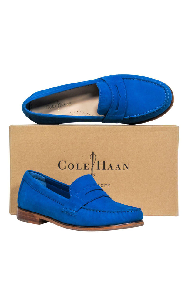 Current Boutique-Cole Haan - Bright Cobalt Suede Penny Loafers Sz 7.5