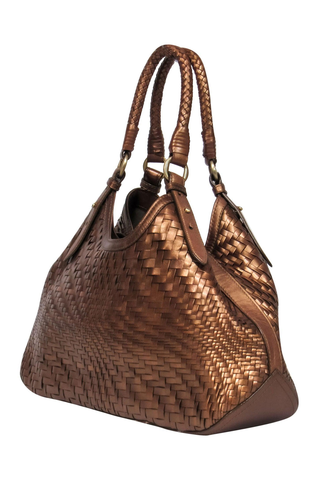 Cole Haan Bronze Woven Leather Shoulder Bag Current Boutique