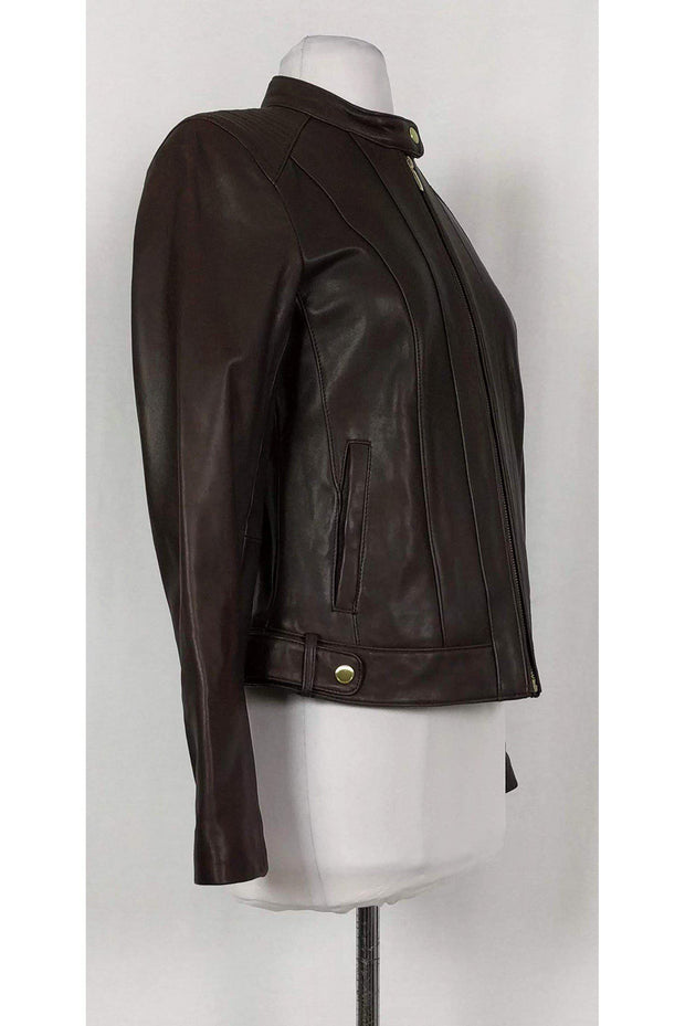 Current Boutique-Cole Haan - Brown Leather Zip Jacket Sz S