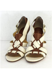 Current Boutique-Cole Haan - Ivory & Brown Leather Strappy Heels Sz 8.5