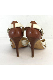 Current Boutique-Cole Haan - Ivory & Brown Leather Strappy Heels Sz 8.5