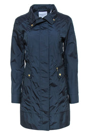 Current Boutique-Cole Haan - Navy Buttoned & Zip-Up Hooded Rain Jacket Sz S