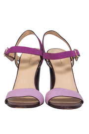 Current Boutique-Cole Haan - Purple Colorblock Leather Strappy Block Heel Sandals Sz 8