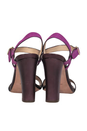 Current Boutique-Cole Haan - Purple Colorblock Leather Strappy Block Heel Sandals Sz 8