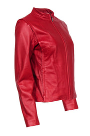 Current Boutique-Cole Haan - Red Leather Zip-Up Jacket Sz S