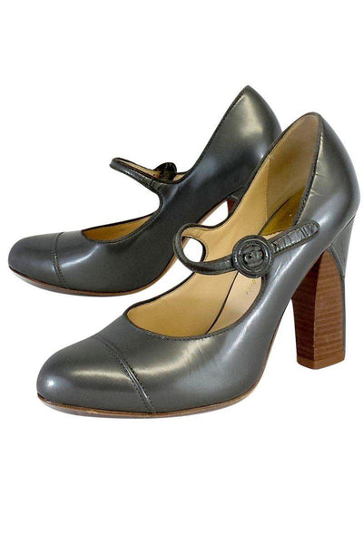 Current Boutique-Cole Haan - Silver Leather Mary Jane Heels Sz 8