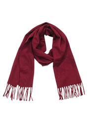 Current Boutique-Colombo - Red Cashmere Scarf w/ Perforated Trim & Fringe