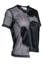Current Boutique-Commes des Garçons - Black Satin & Mesh Short Sleeve Geometric T-Shirt Sz M