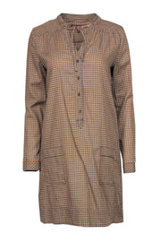 Current Boutique-Comptoir des Cotonniers - Tan Plaid Button-Up Shift Dress Sz 10