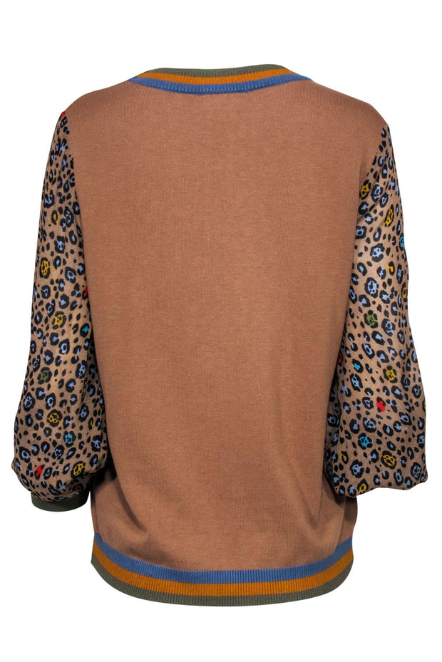 Current Boutique-Conditions Apply by Anthropologie - Brown Leopard Patterned Sweater Sz L