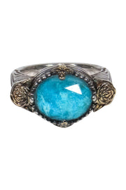 Current Boutique-Constantino - Sterling Silver Blue Stone & Rose Ring Sz 7