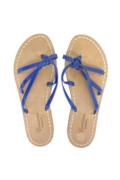 Current Boutique-Corcione - Blue Patent Leather Strappy Flat Sandals Sz 6