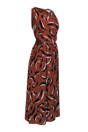 Current Boutique-Corey Lynn Calter - Brown Brush Stroke Print Sleeveless Maxi Dress w/ Side Cutouts Sz L