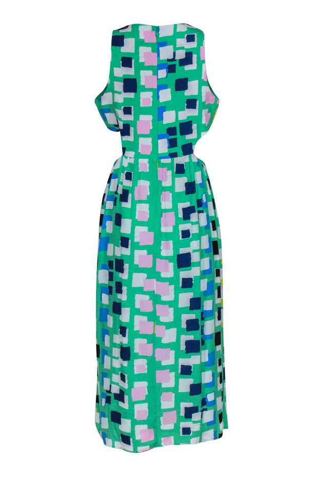 Current Boutique-Corey Lynn Calter - Green & Multicolor Square Print Maxi Dress w/ Cutouts Sz M