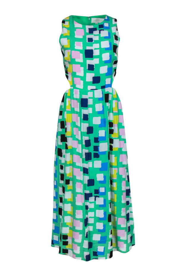 Current Boutique-Corey Lynn Calter - Green & Multicolor Square Print Maxi Dress w/ Cutouts Sz M