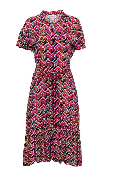 Current Boutique-Corey Lynn Calter - Pink & Orange Printed Ruffle Dress Sz XSP