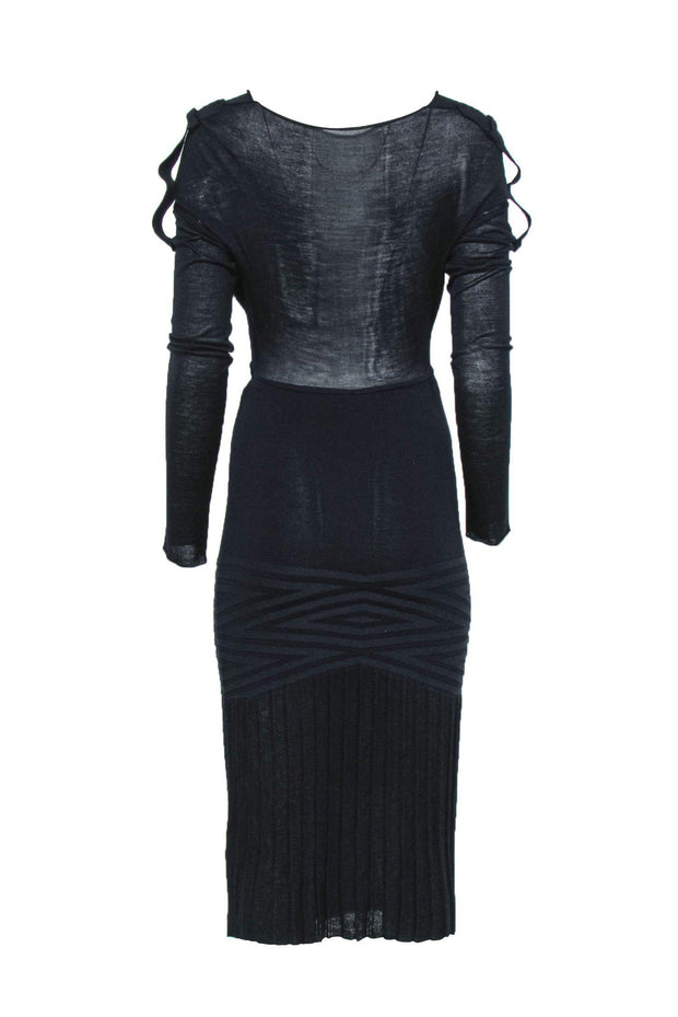 Current Boutique-Costume National - Navy Wool Blend Cutout Dress Sz M