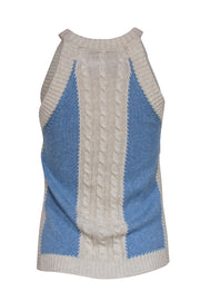 Current Boutique-Cotton by Autumn Cashmere - Cream & Light Blue Cable Knit Tank Sz XS