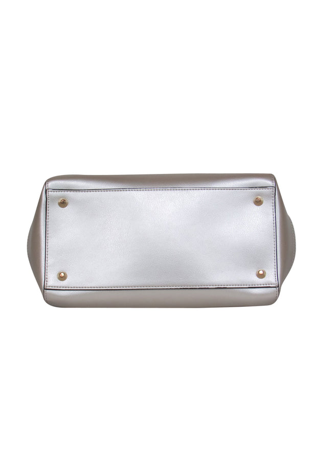 Current Boutique-Cromia - Cream Convertible Leather Purse w/ Gold Frame