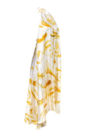 Current Boutique-Cult Gaia - White & Yellow Abstract Print Halter Maxi Dress Sz S