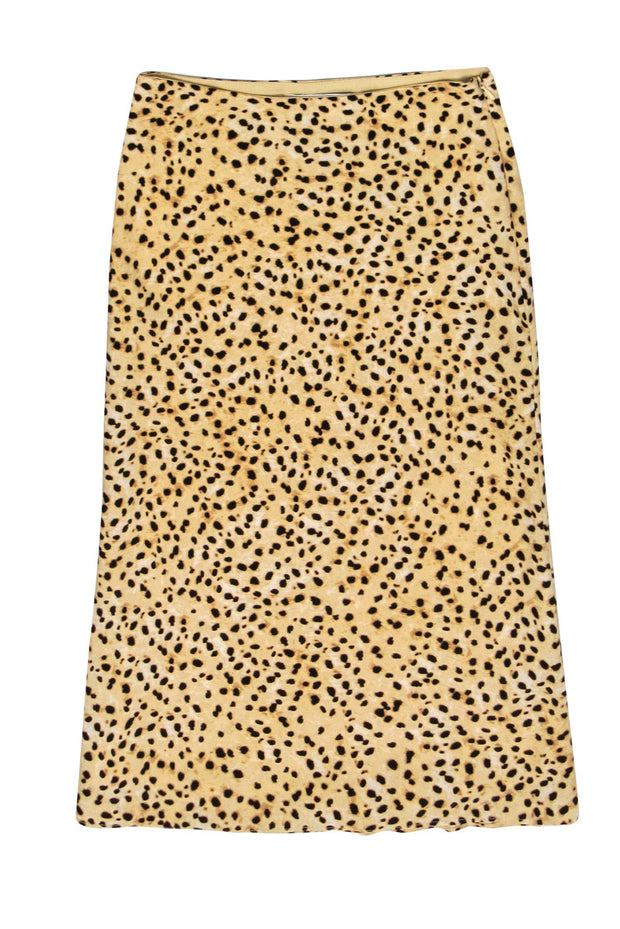 Current Boutique-Cupcakes & Cashmere - Tan Cheetah Print Midi Slip Skirt Sz 2