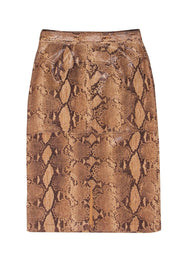 Current Boutique-Current Air - Brown Snakeskin Print Faux Leather Midi Skirt Sz 6